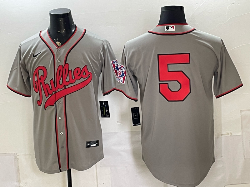 Men 2026 Philadelphia Phillies #5 grey Game Nike MLB Jersey 08040->philadelphia phillies->MLB Jersey